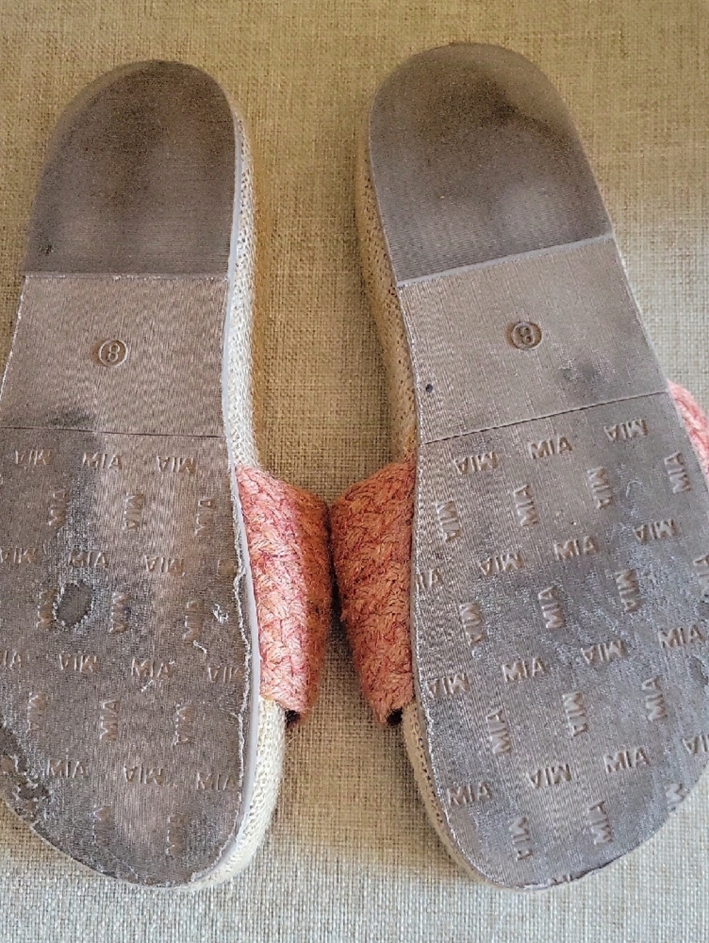 MIA Sz 8 Brick Braided Slide Sandals with Neutral Footbed - Picture 5 of 6